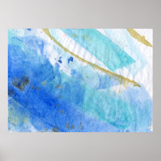 Blues 005 Abstraktes Aquarellpapier Poster