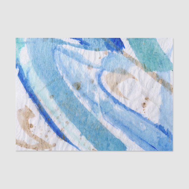 Blues 006 Abstraktes gestrichenes Tissue Seidenpapier (Vorderseite)