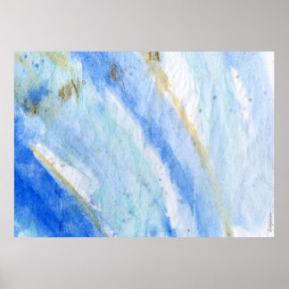Blues 007 Abstraktes Aquarellpapier Poster