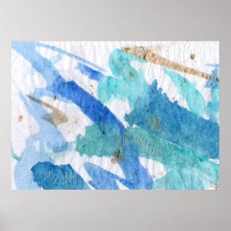 Blues 008 Abstraktes Aquarellpapier Poster