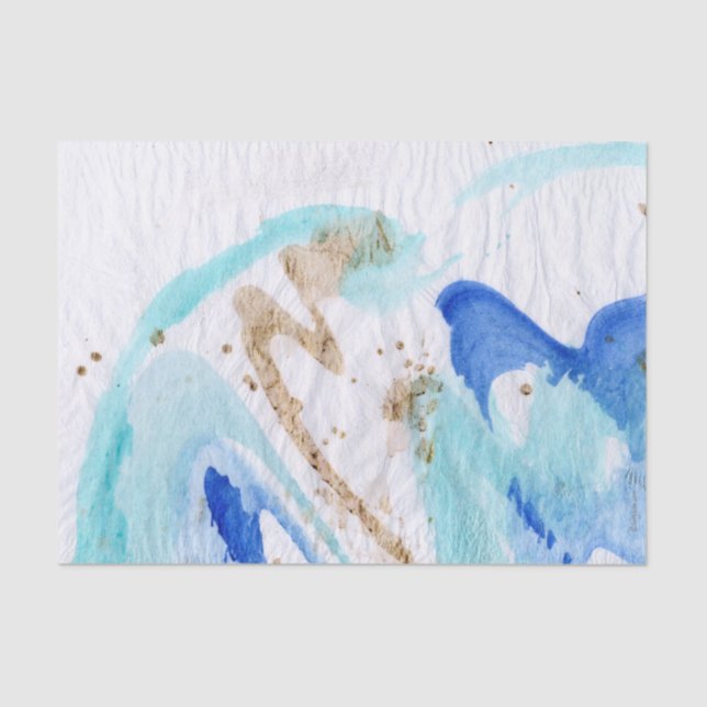 Blues 009 Abstraktes gestrichenes Tissue Seidenpapier (Vorderseite)