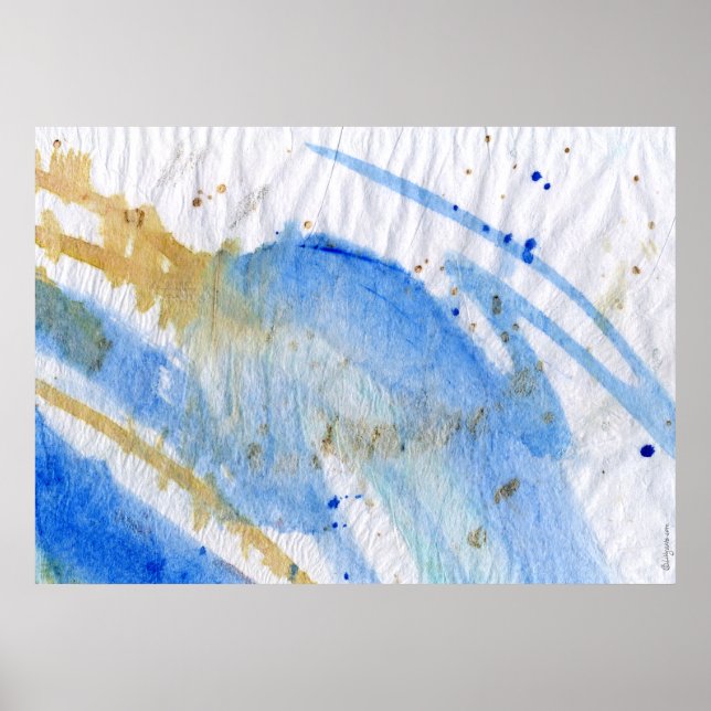 Blues 010 Abstraktes Aquarell Texturpapier Poster (Vorne)