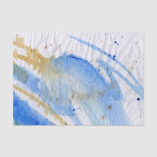 Blues 010 Abstraktes gestrichenes Wasserfarbenpapi Seidenpapier (Vorderseite)