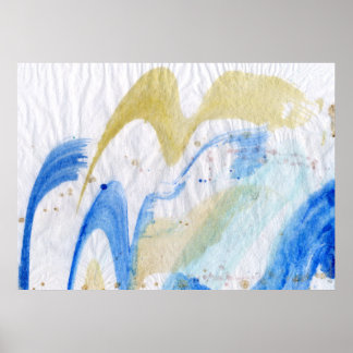 Blues 011 Abstraktes Aquarellpapier Poster