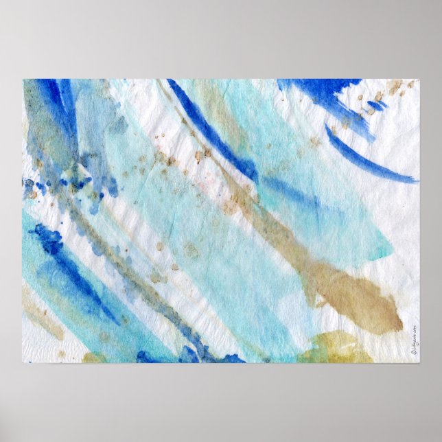 Blues 012 Abstraktes Aquarellpapier Poster (Vorne)