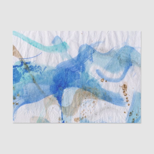 Blues 013 Abstraktes gestrichenes Wasserfarbenpapi Seidenpapier (Vorderseite)