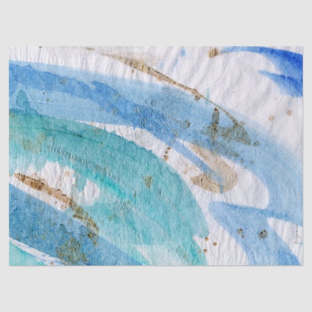 Blues 014 Abstraktes gestrichenes Wasserfarbenpapi Seidenpapier (Vorderseite)