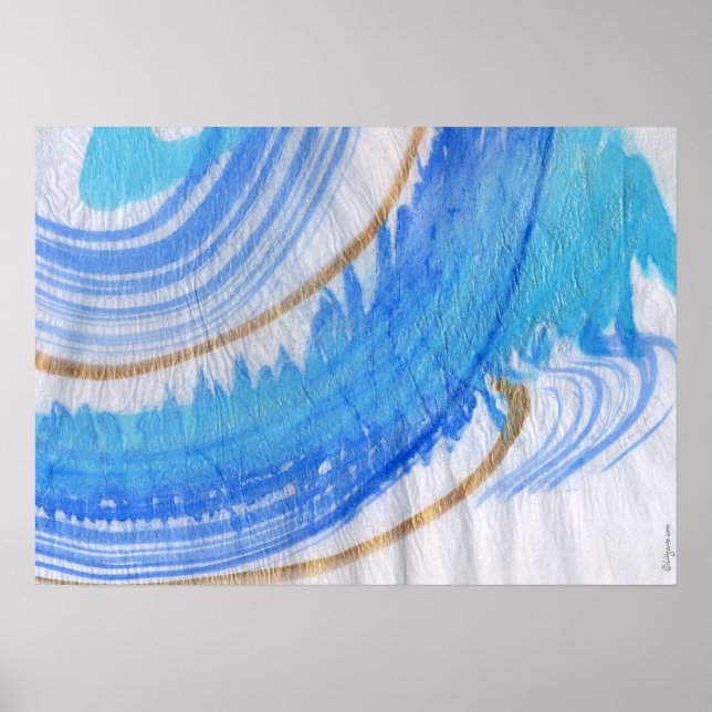 Blues 016 Abstraktes Aquarellpapier Poster (Vorne)
