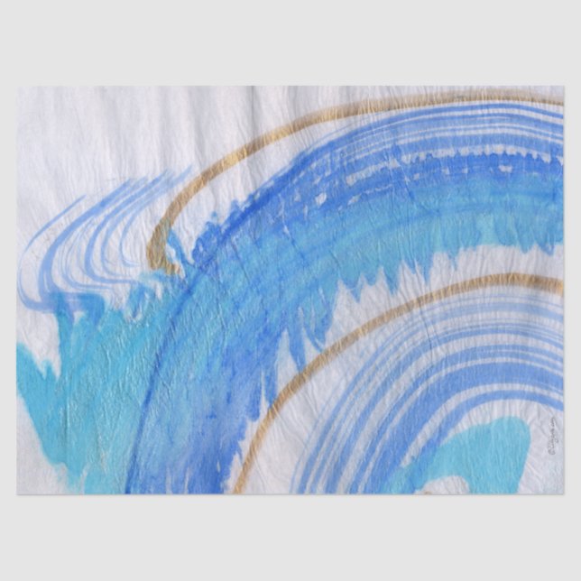 Blues 016 Abstraktes gestrichenes Tissue Seidenpapier (Vorderseite)