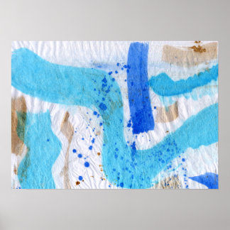 Blues 017 Abstraktes Aquarellpapier Poster