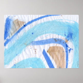 Blues 019 Abstraktes Aquarellpapier Poster