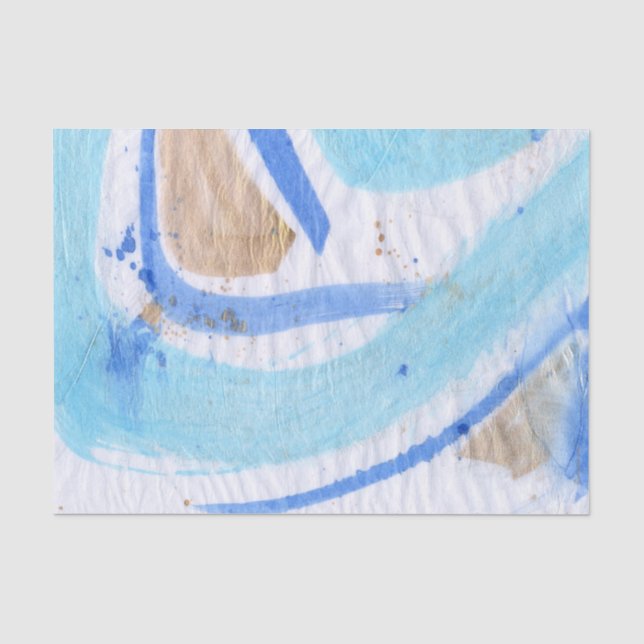 Blues 019 Abstraktes gestrichenes Tissue Seidenpapier (Vorderseite)