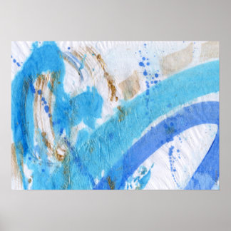 Blues 021 Abstraktes Aquarellpapier Poster