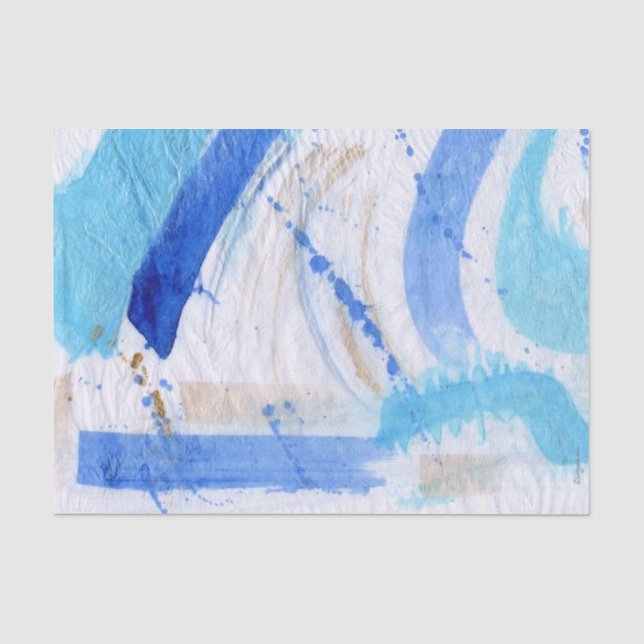 Blues 022 Abstraktes gestrichenes Wasserfarbenpapi Seidenpapier (Vorderseite)