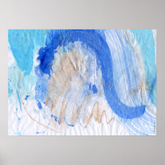 Blues 023 Abstraktes Aquarellpapier Poster