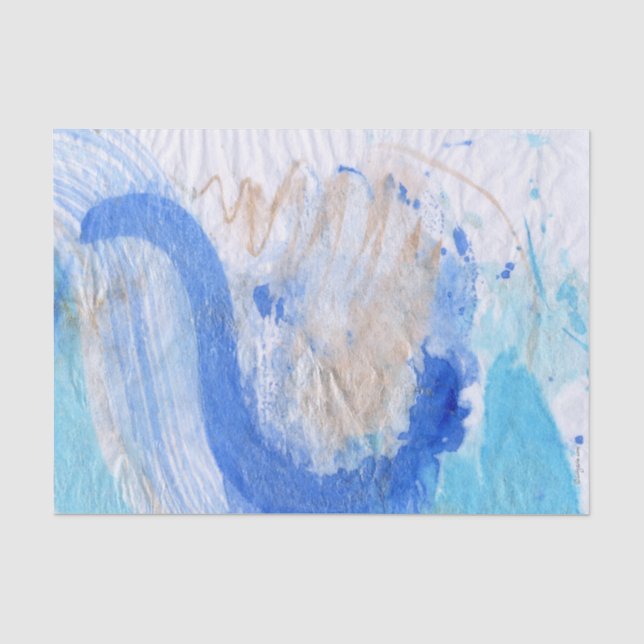 Blues 023 Abstraktes gestrichenes Wasserfarbenpapi Seidenpapier (Vorderseite)