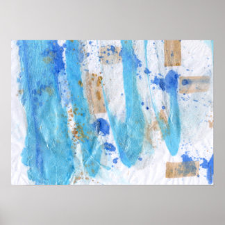 Blues 028 Abstraktes Aquarellpapier Poster