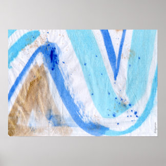 Blues 029 Abstraktes Aquarellpapier Poster
