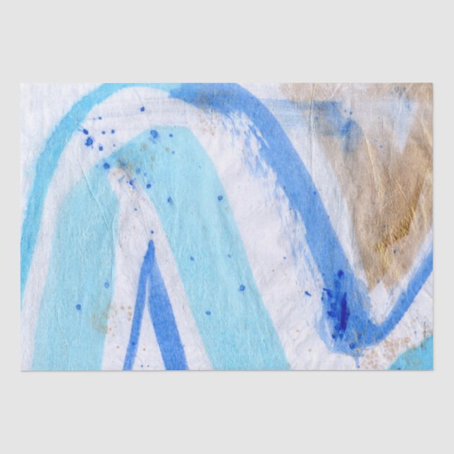 Blues 029 Abstraktes gestrichenes Wasserfarbenpapi Seidenpapier (Vorderseite)