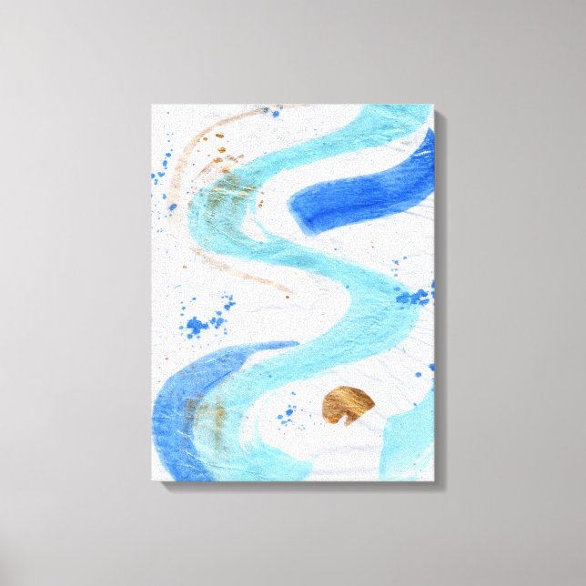 Blues 030 Abstrakte Aquarell Textur Leinwand (Vorderseite)