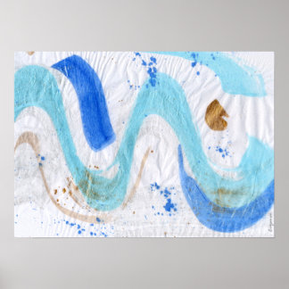 Blues 030 Abstraktes Aquarell Texturpapier Poster