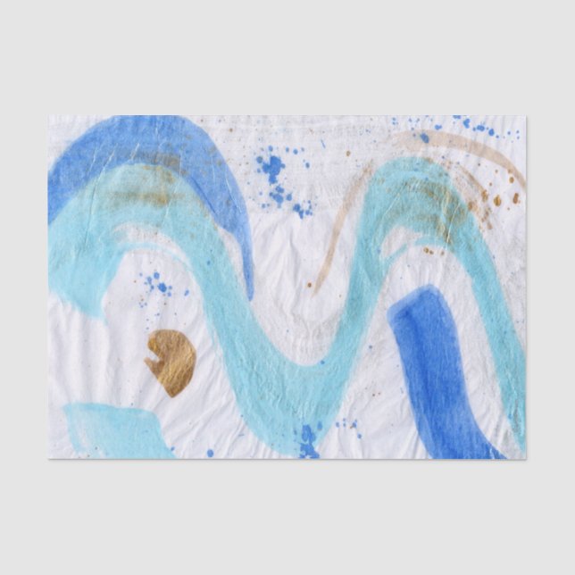 Blues 030 Abstraktes gestrichenes Wasserfarbenpapi Seidenpapier (Vorderseite)