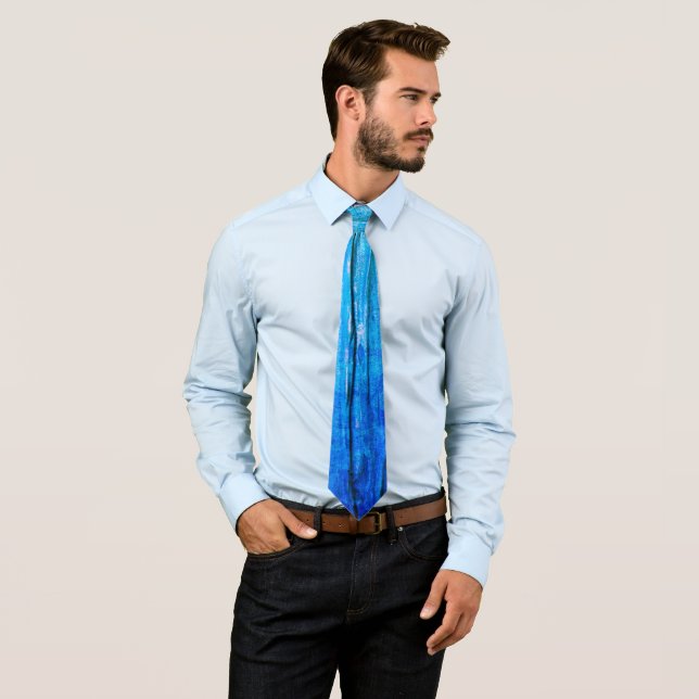 Blues - Abstrakte Akrylkunst Necktie Krawatte (Beispiel)