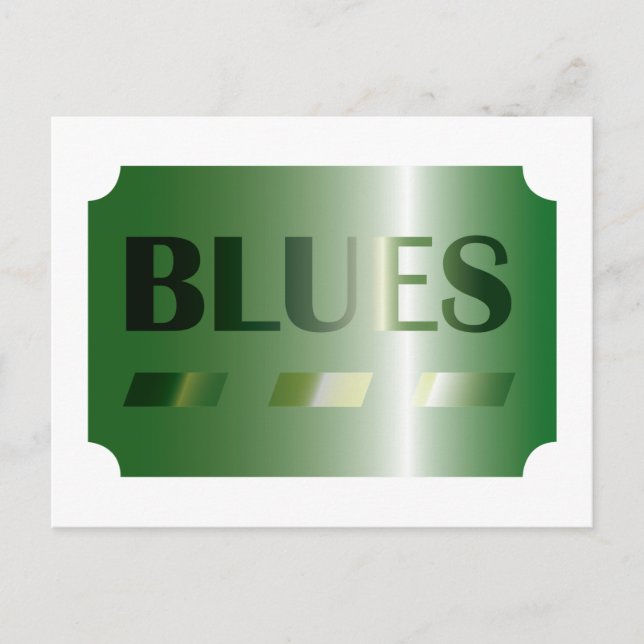 BLUES auf der Postkarte (grün) (Vorderseite)