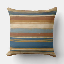 Blues beige und bronzene Streifen Kissen