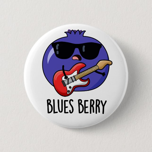 Blues Berry Funny Fruit Pun Button (Vorderseite)