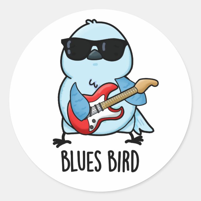 Blues Bird Funny Bluebird Pub Runder Aufkleber (Vorderseite)