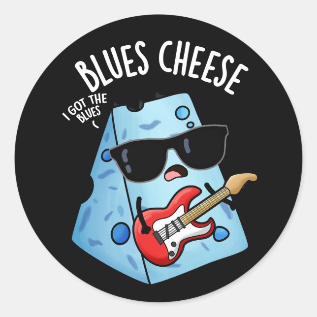 Blues Cheese Funny Food Pub Dark BG Runder Aufkleber (Vorderseite)
