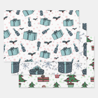 Blues Christmas Wrapping Paper Sheet Geschenkpapier Set