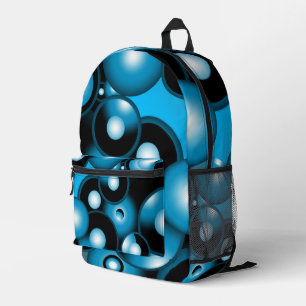 Blues Concentric Circle Orbital Abstrakt Art Bedruckter Rucksack