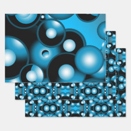 Blues Concentric Circle Orbital Abstrakt Art Geschenkpapier Set