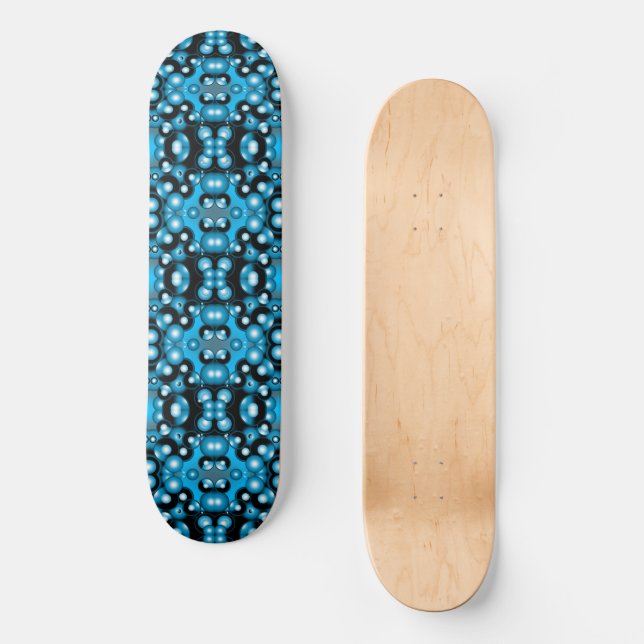 Blues Concentric Circle Orbital Abstrakt Art Skateboard (Vorderseite)