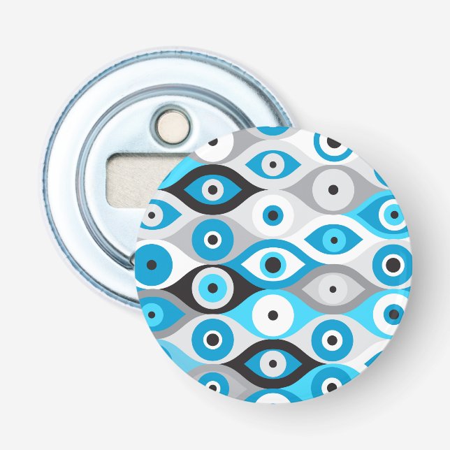 Blues des griechischen Bösen Auges und des Graues Flaschenöffner (Vorderseite)