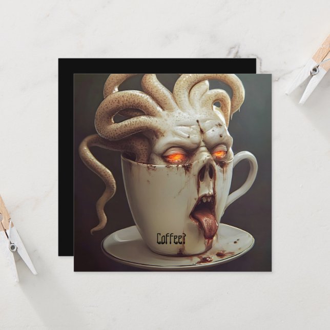 Blues des Koffeinspiegels am Montagmorgen 1 Einladung (Vorderseite/Rückseite Beispiel)