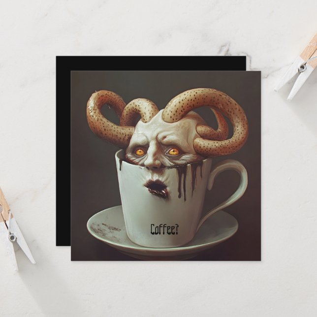 Blues des Koffeinspiegels am Montagmorgen Einladung (Vorderseite/Rückseite Beispiel)