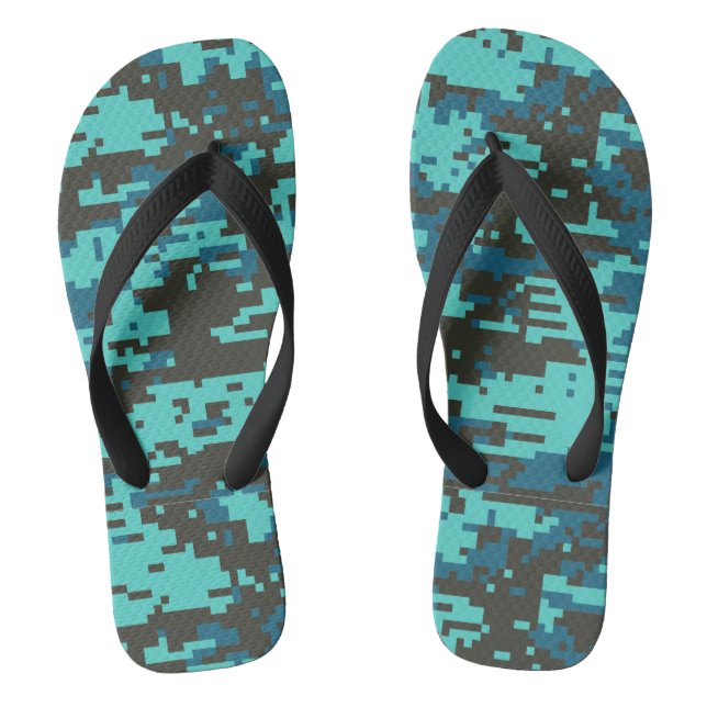 Blues Digital-Tarnmuster Flip Flops (Fußbett)