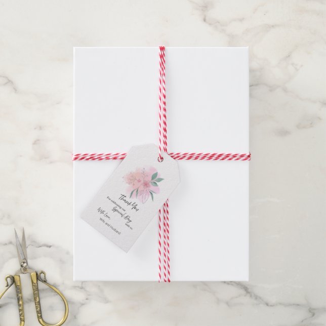 Blues Floral Favor Tag Geschenkanhänger (Mit Garn)