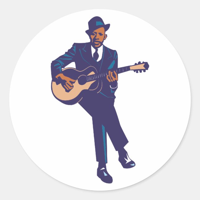 Blues Gitarrist guitarist Runder Aufkleber (Vorderseite)