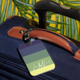 Blues + Grüntöne Farbblock Streifen Gepäckanhänger