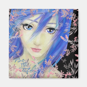 Blues Hair Original Anime Girl Magnet