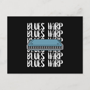 Blues Harp Harmonica Musikinstrument Geschenk Postkarte