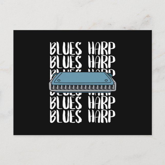 Blues Harp Harmonica Musikinstrument Geschenk Postkarte (Vorderseite)