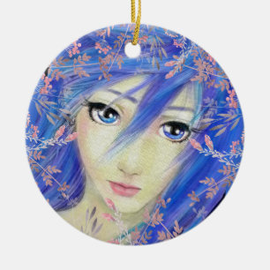 Blues hat es Original Anime Girl Keramik Ornament