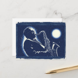 Blues Jazz Saxophonist Pop Art Musiker Noten Postkarte