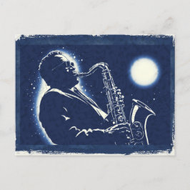 Blues-Jazz-Saxophonist Pop-Art-Musiker Noten Postkarte