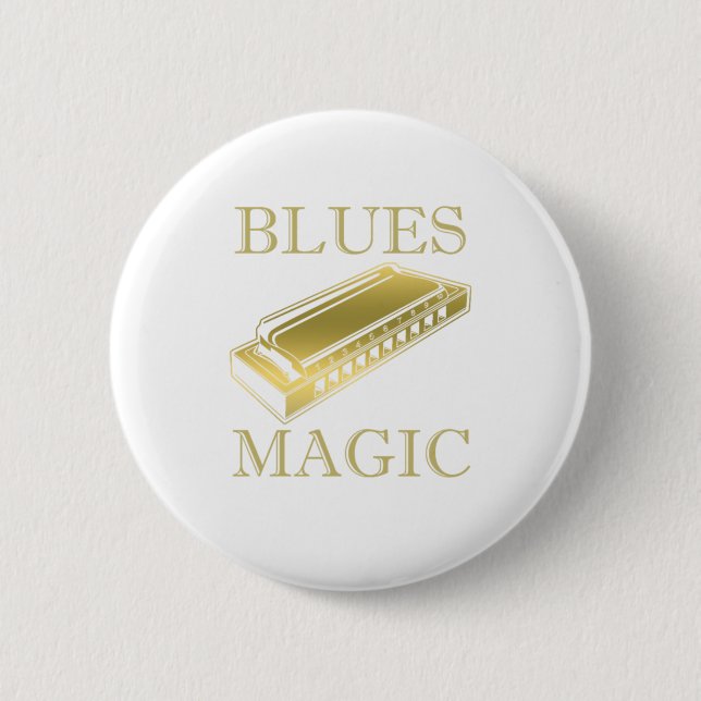 Blues Magic Instrument Harmonica Music Sound Gift Button (Vorderseite)